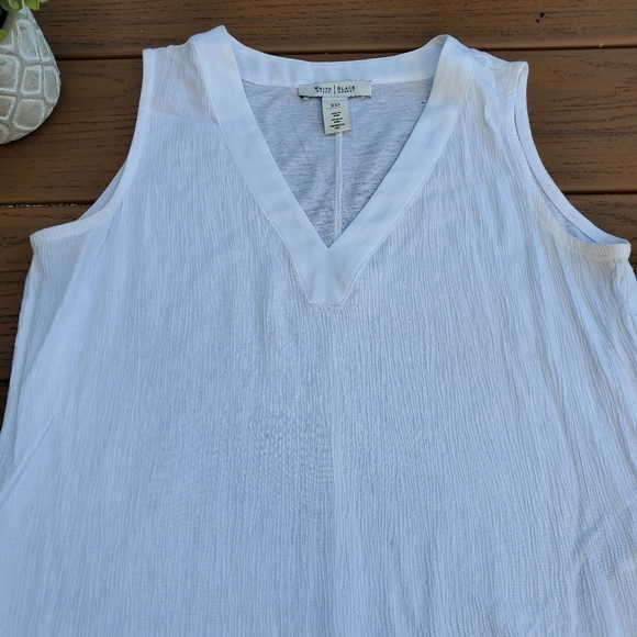 White House Black Market WHBM Linen Tunic Shirt Sleeveless Gauze Tank Top XXS - Picture 7 of 7